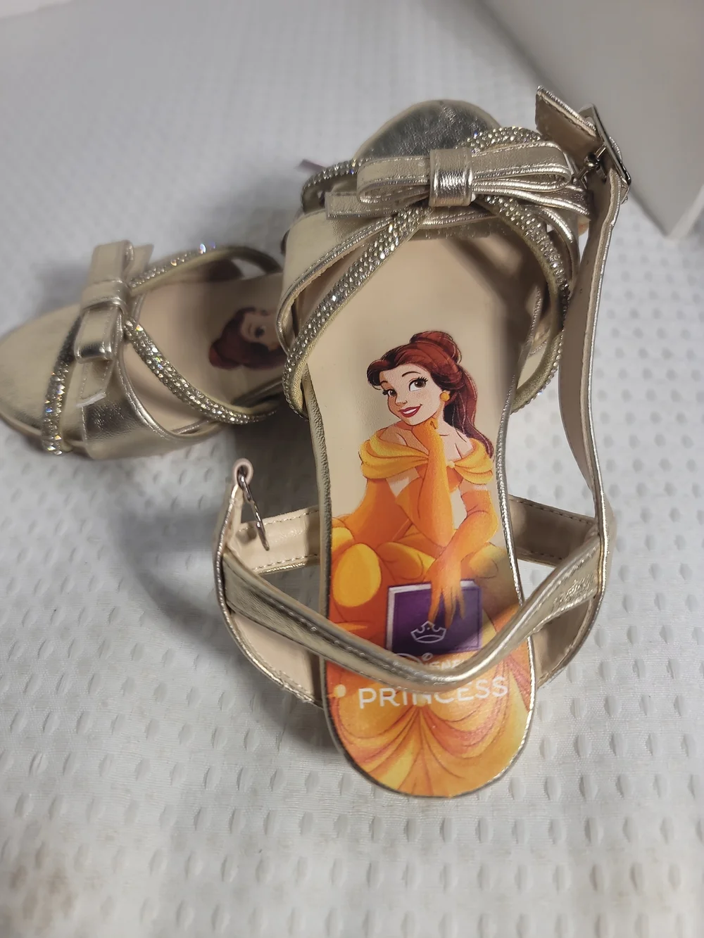 Girls' Metallic Gold Dress Sandals with Bow